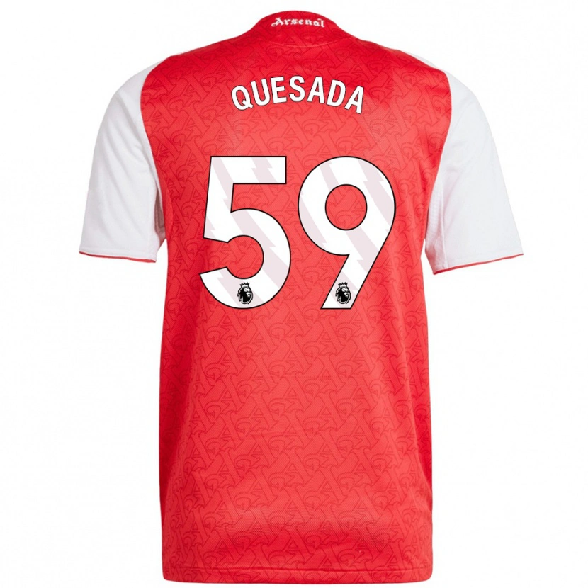 Danxen Børn Elián Quesada #59 Rød Hvid Hjemmebane Spillertrøjer 2025/26 Trøje T-Shirt