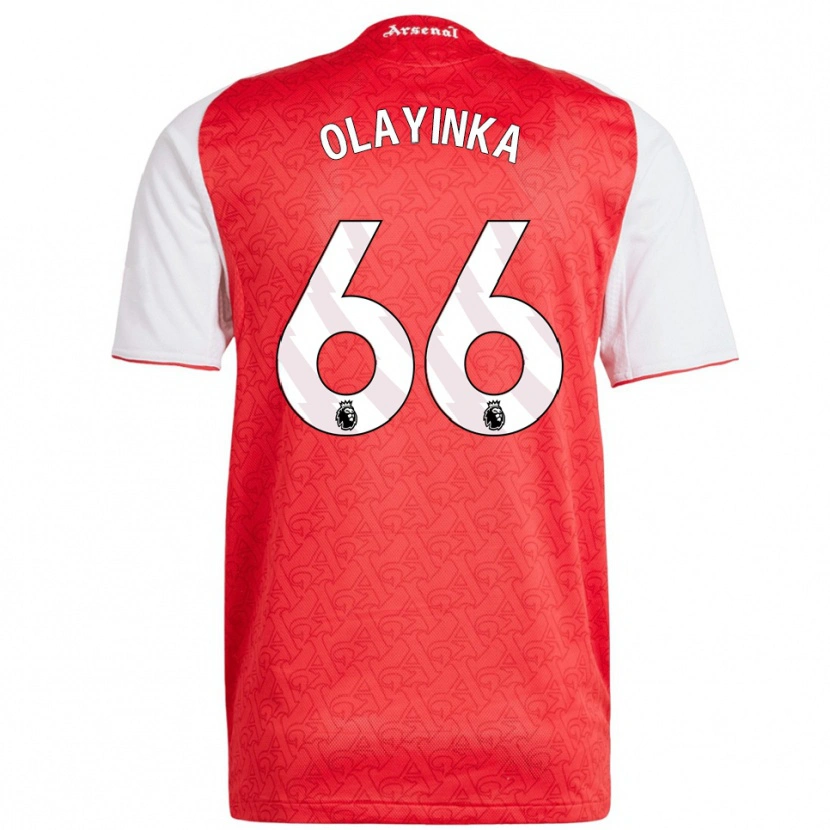 Danxen Børn James Olayinka #66 Rød Hvid Hjemmebane Spillertrøjer 2025/26 Trøje T-Shirt