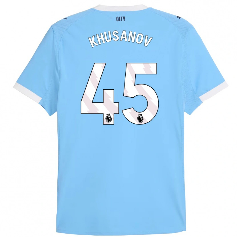 Danxen Børn Abdukodir Khusanov #45 Himmelblå Hvid Hjemmebane Spillertrøjer 2025/26 Trøje T-Shirt