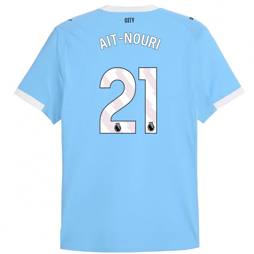 Danxen Børn Rayan Aït-Nouri #21 Himmelblå Hvid Hjemmebane Spillertrøjer 2025/26 Trøje T-Shirt