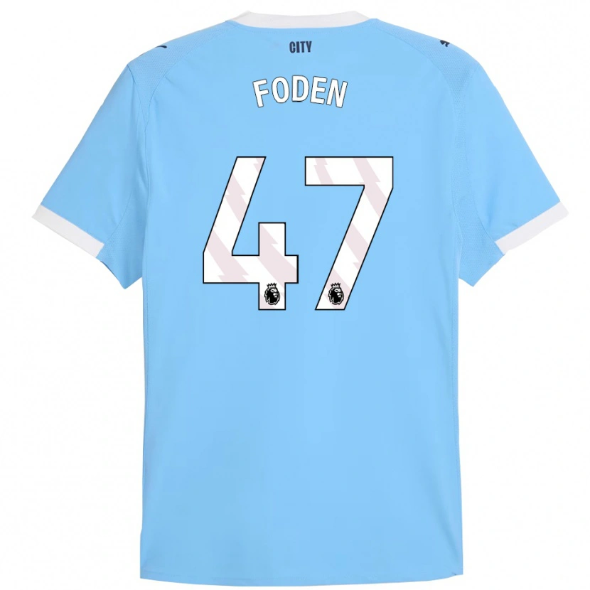 Danxen Børn Phil Foden #47 Himmelblå Hvid Hjemmebane Spillertrøjer 2025/26 Trøje T-Shirt