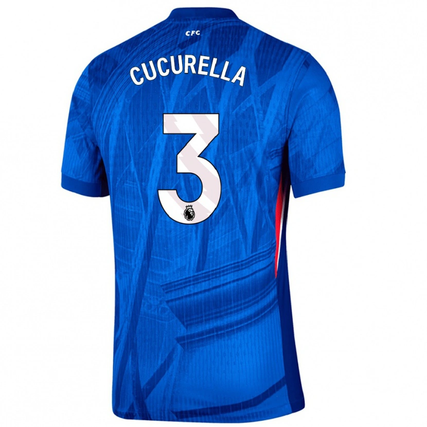 Danxen Børn Marc Cucurella #3 Blå Hvid Hjemmebane Spillertrøjer 2025/26 Trøje T-Shirt