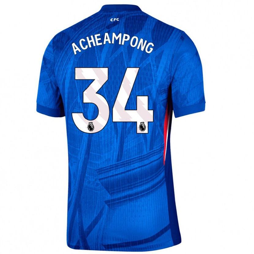 Danxen Børn Josh Acheampong #34 Blå Hvid Hjemmebane Spillertrøjer 2025/26 Trøje T-Shirt