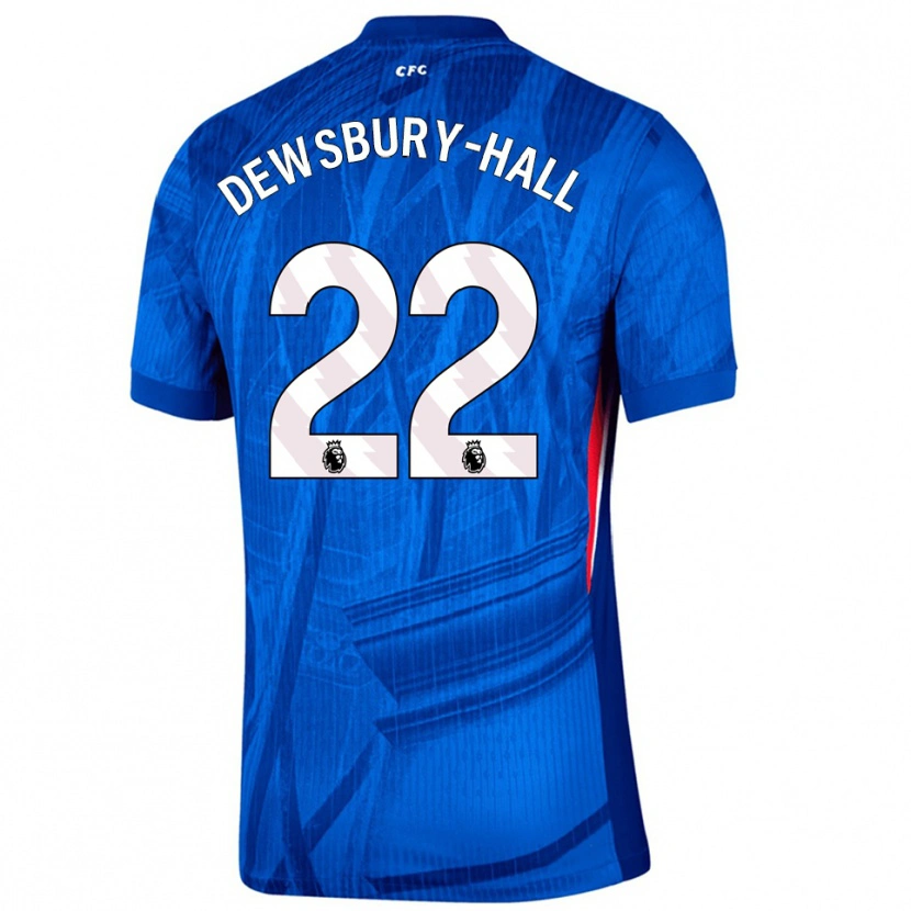 Danxen Børn Kiernan Dewsbury-Hall #22 Blå Hvid Hjemmebane Spillertrøjer 2025/26 Trøje T-Shirt
