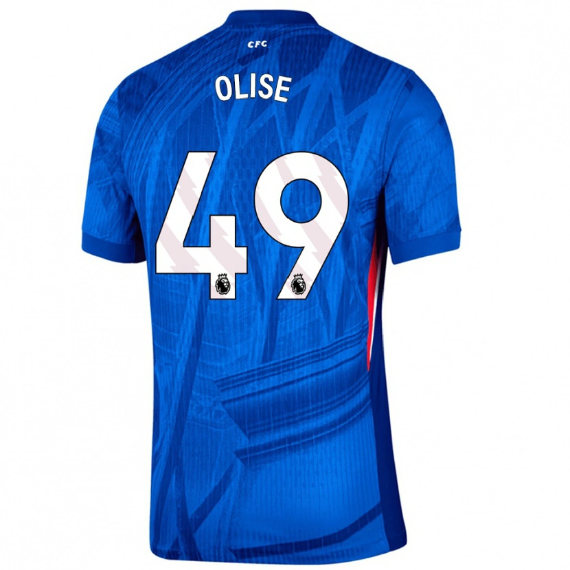 Danxen Børn Richard Olise #49 Blå Hvid Hjemmebane Spillertrøjer 2025/26 Trøje T-Shirt