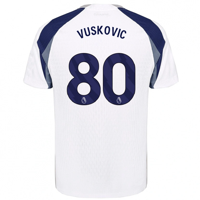 Danxen Børn Luka Vuskovic #80 Hvid Navy Hjemmebane Spillertrøjer 2025/26 Trøje T-Shirt