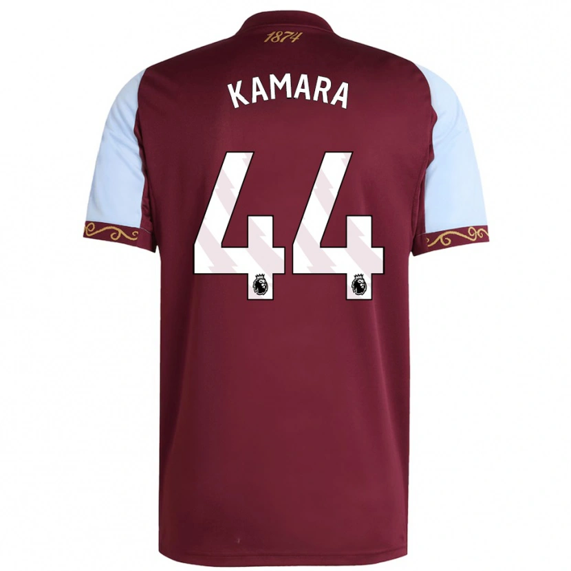 Danxen Børn Boubacar Kamara #44 Bourgogne Himmelblå Hjemmebane Spillertrøjer 2025/26 Trøje T-Shirt