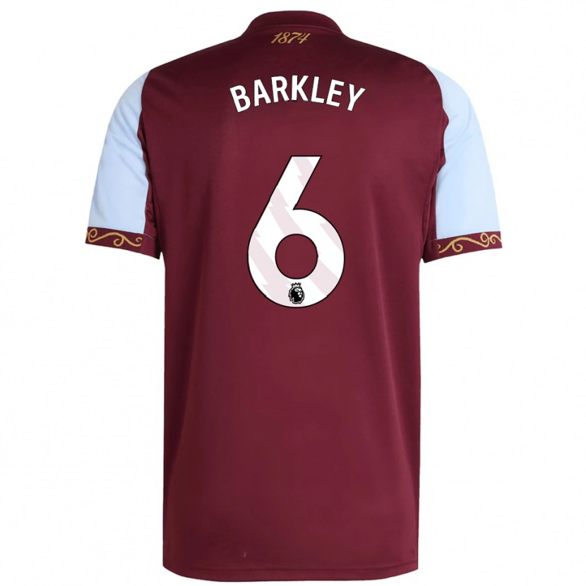 Danxen Børn Ross Barkley #6 Bourgogne Himmelblå Hjemmebane Spillertrøjer 2025/26 Trøje T-Shirt