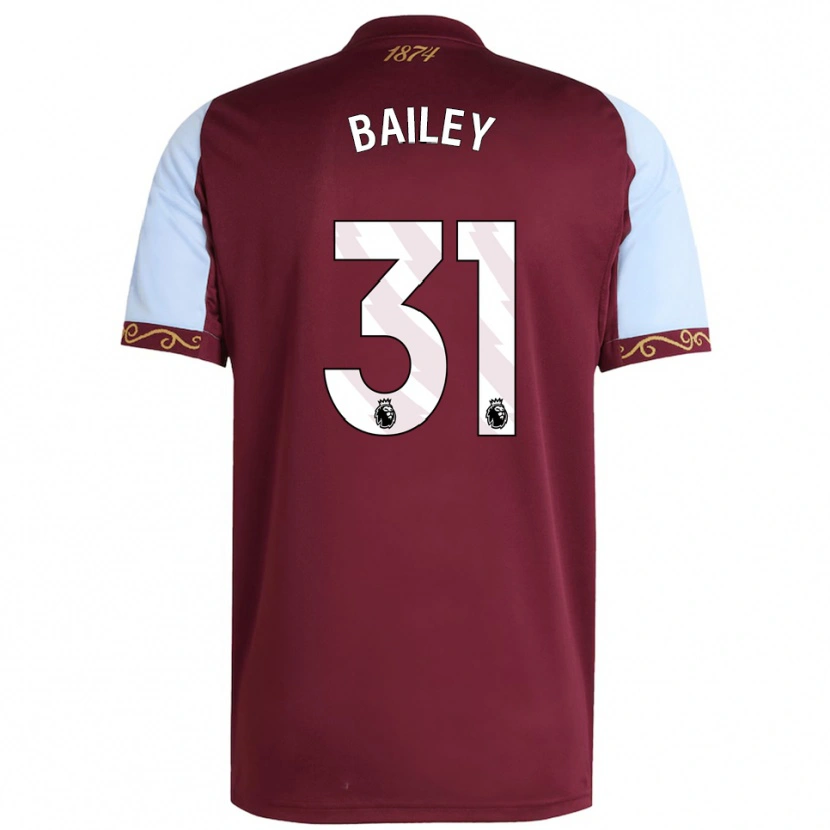 Danxen Børn Leon Bailey #31 Bourgogne Himmelblå Hjemmebane Spillertrøjer 2025/26 Trøje T-Shirt