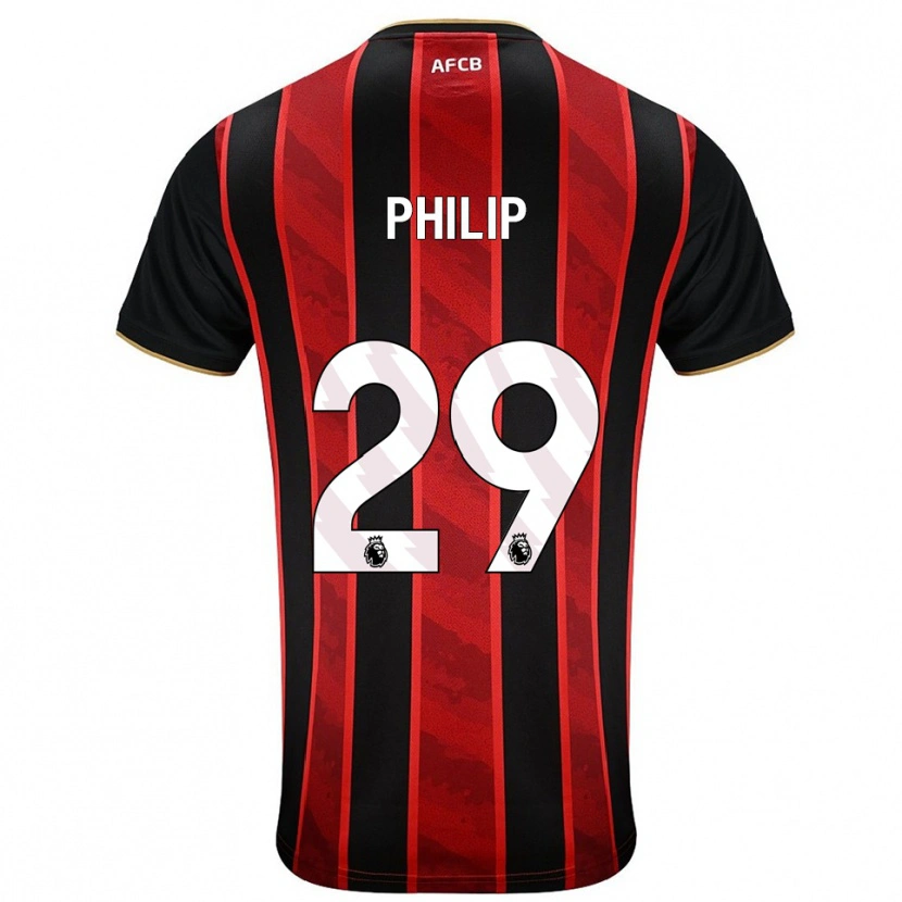 Danxen Børn Philip Billing #29 Rød Sort Hjemmebane Spillertrøjer 2025/26 Trøje T-Shirt