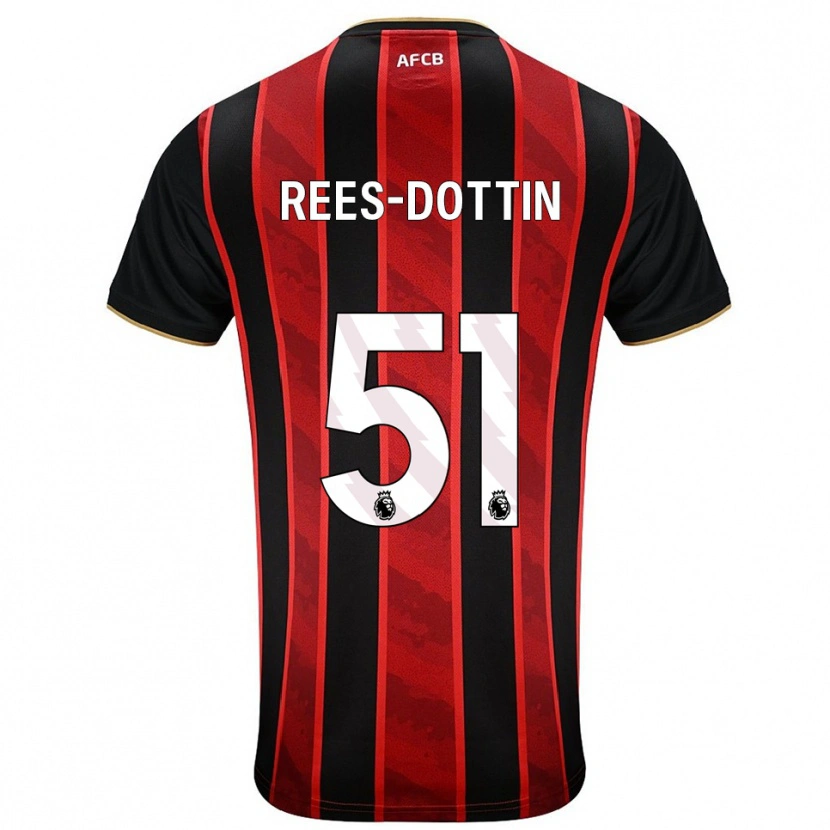 Danxen Børn Remy Rees-Dottin #51 Rød Sort Hjemmebane Spillertrøjer 2025/26 Trøje T-Shirt
