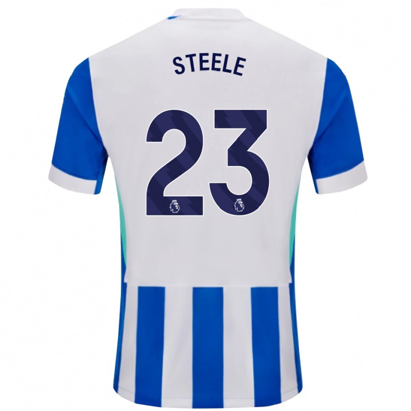 Danxen Børn Jason Steele #23 Blå Hvid Hjemmebane Spillertrøjer 2025/26 Trøje T-Shirt