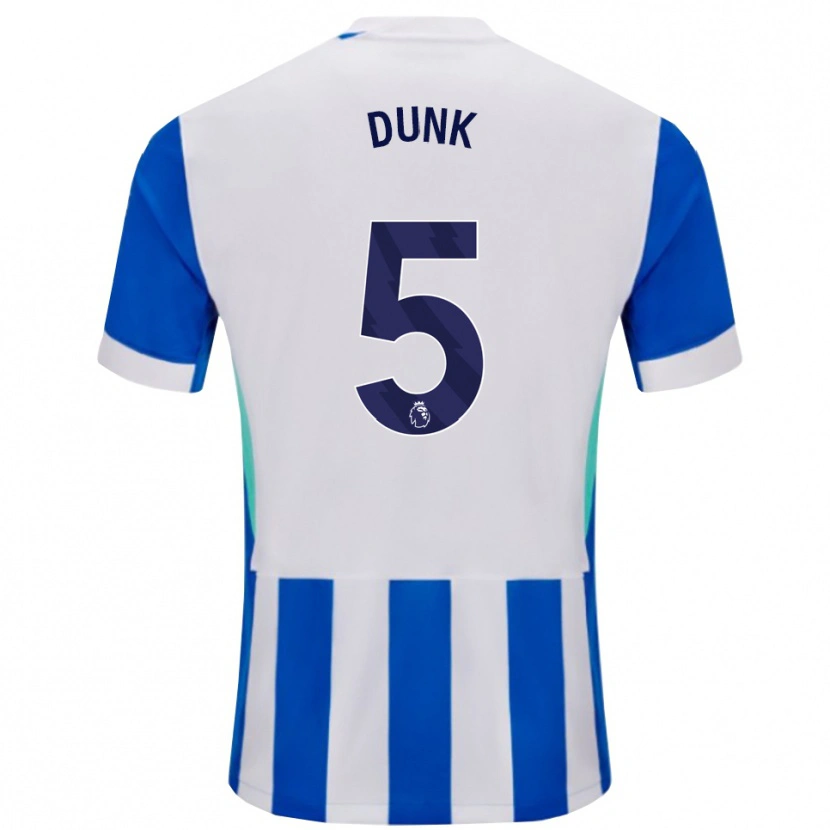 Danxen Børn Lewis Dunk #5 Blå Hvid Hjemmebane Spillertrøjer 2025/26 Trøje T-Shirt