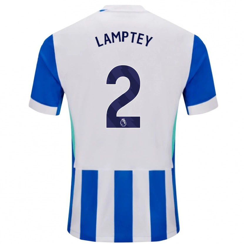 Danxen Børn Tariq Lamptey #2 Blå Hvid Hjemmebane Spillertrøjer 2025/26 Trøje T-Shirt