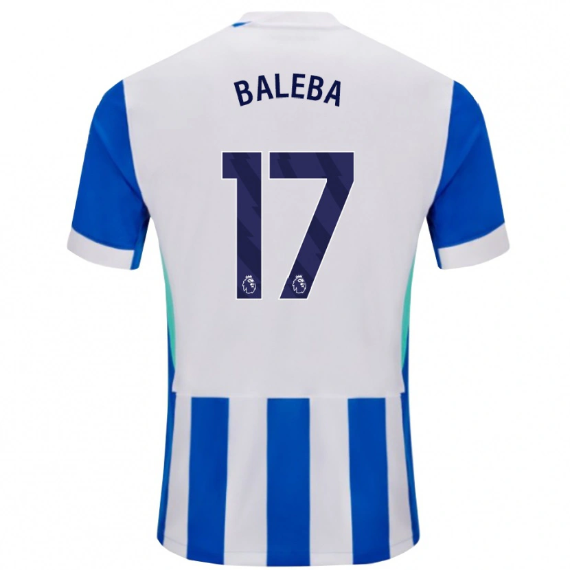 Danxen Børn Carlos Baleba #17 Blå Hvid Hjemmebane Spillertrøjer 2025/26 Trøje T-Shirt
