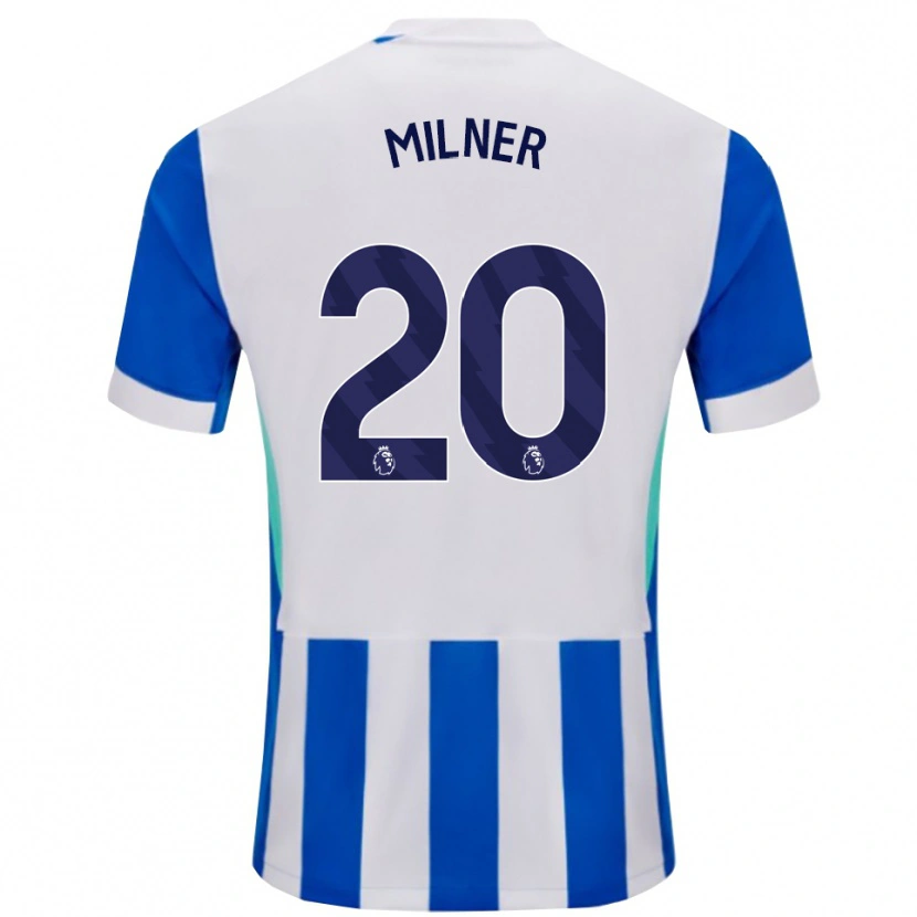 Danxen Børn James Milner #20 Blå Hvid Hjemmebane Spillertrøjer 2025/26 Trøje T-Shirt