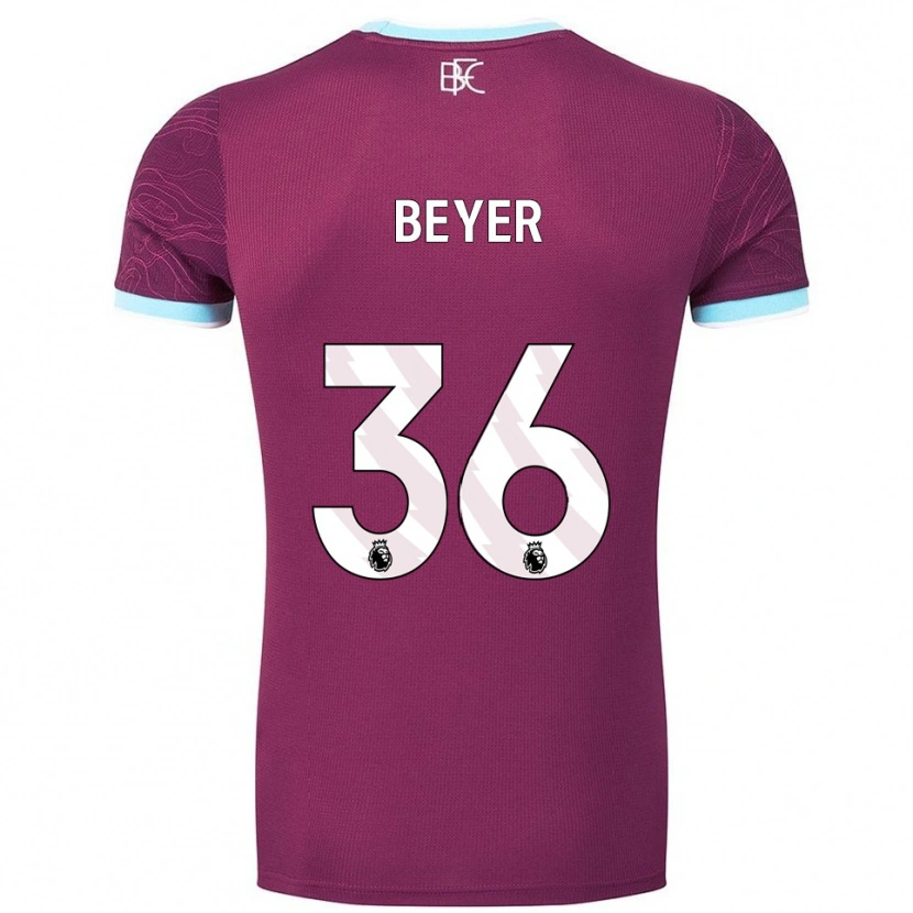 Danxen Børn Jordan Beyer #36 Bourgogne Himmelblå Hjemmebane Spillertrøjer 2025/26 Trøje T-Shirt