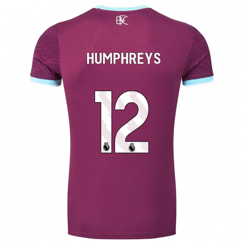 Danxen Børn Bashir Humphreys #12 Bourgogne Himmelblå Hjemmebane Spillertrøjer 2025/26 Trøje T-Shirt