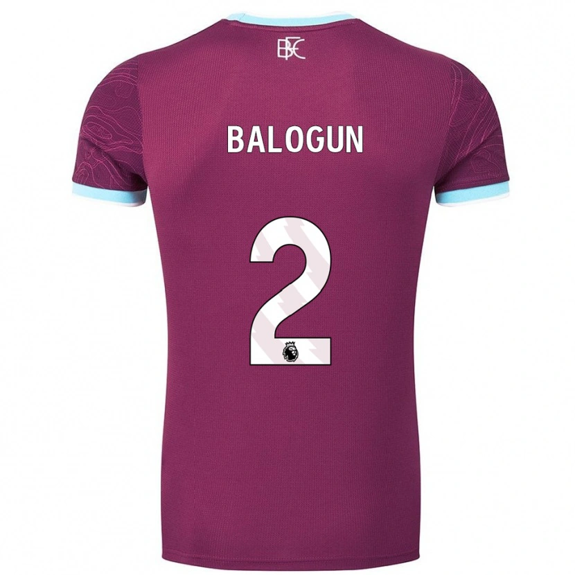 Danxen Børn Hamzat Balogun #2 Bourgogne Himmelblå Hjemmebane Spillertrøjer 2025/26 Trøje T-Shirt