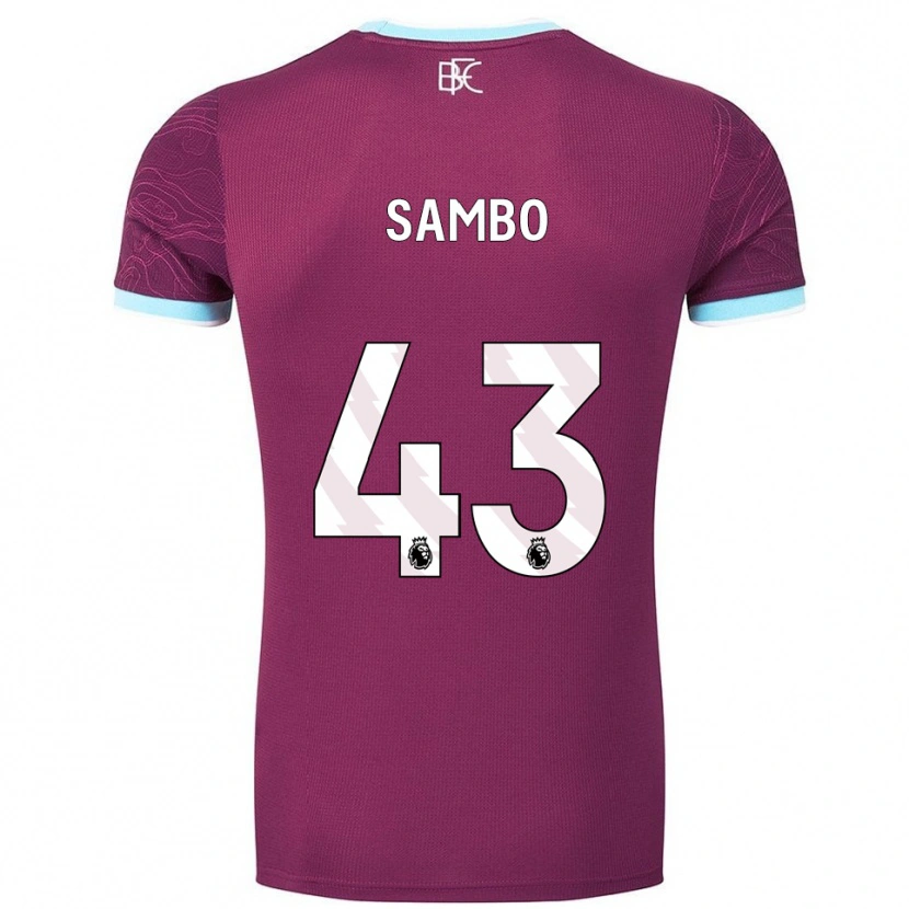 Danxen Børn Shurandy Sambo #43 Bourgogne Himmelblå Hjemmebane Spillertrøjer 2025/26 Trøje T-Shirt