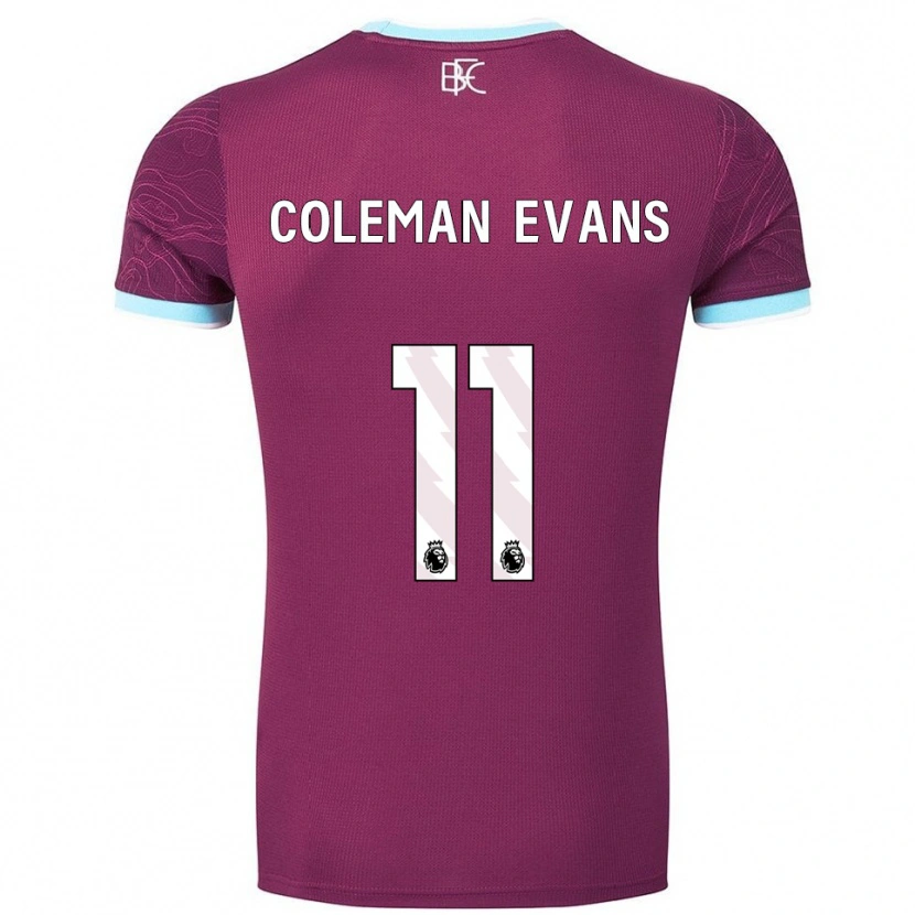 Danxen Børn Amaya Coleman-Evans #11 Bourgogne Himmelblå Hjemmebane Spillertrøjer 2025/26 Trøje T-Shirt