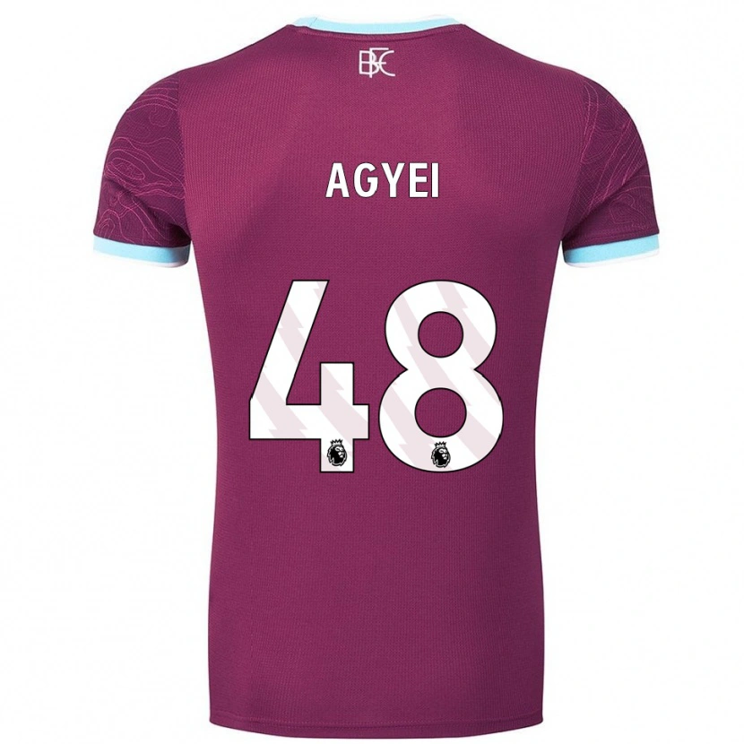 Danxen Børn Enock Agyei #48 Bourgogne Himmelblå Hjemmebane Spillertrøjer 2025/26 Trøje T-Shirt