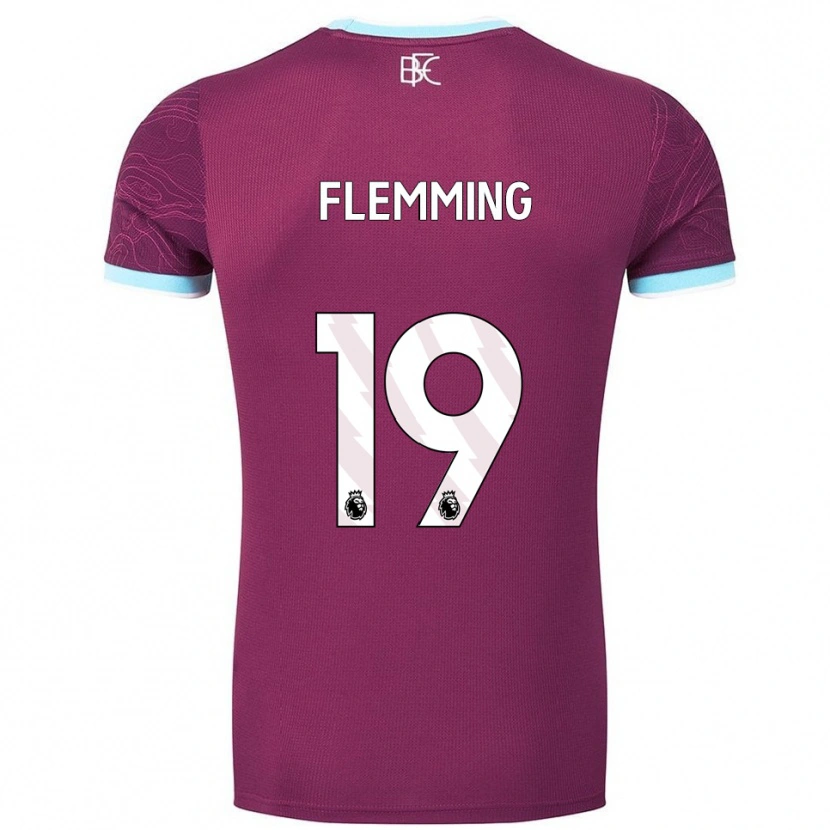 Danxen Børn Zian Flemming #19 Bourgogne Himmelblå Hjemmebane Spillertrøjer 2025/26 Trøje T-Shirt