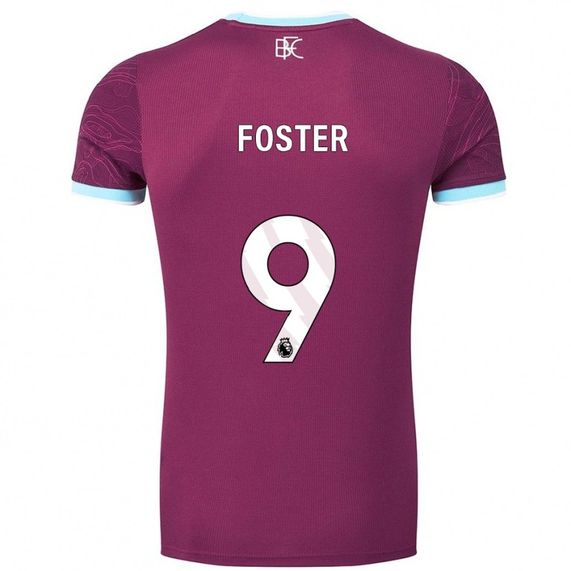 Danxen Børn Lyle Foster #9 Bourgogne Himmelblå Hjemmebane Spillertrøjer 2025/26 Trøje T-Shirt
