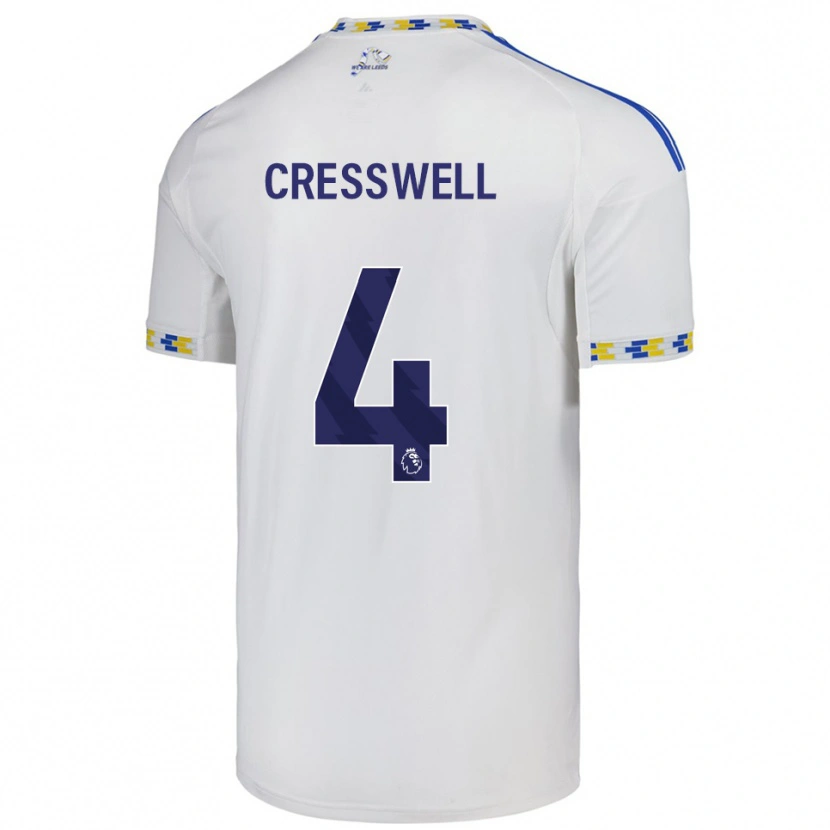 Danxen Børn Alfie Cresswell #4 Hvid Blå Hjemmebane Spillertrøjer 2025/26 Trøje T-Shirt