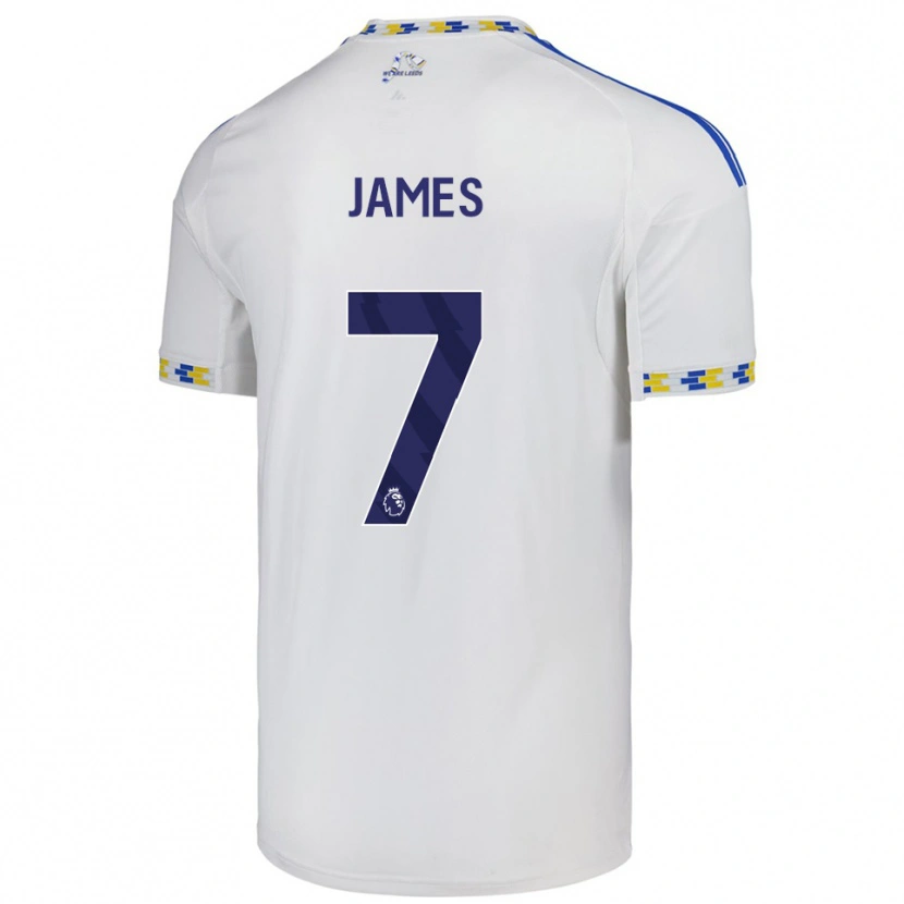 Danxen Børn Daniel James #7 Hvid Blå Hjemmebane Spillertrøjer 2025/26 Trøje T-Shirt