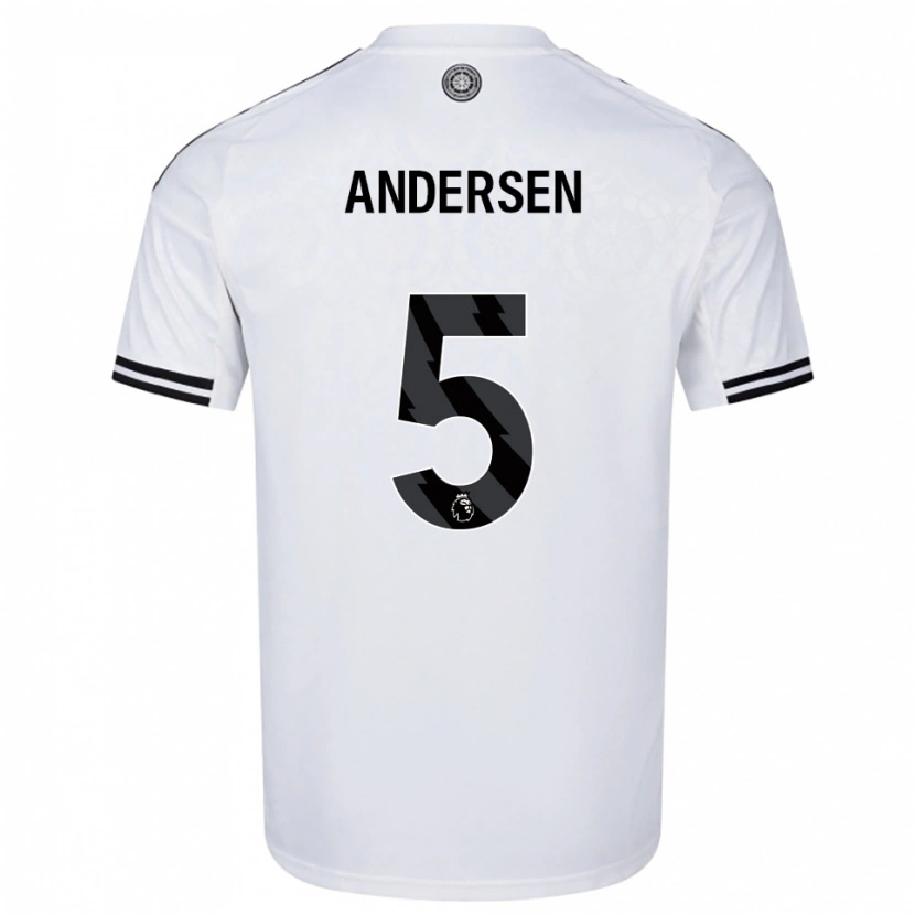 Danxen Børn Joachim Andersen #5 Hvid Sort Hjemmebane Spillertrøjer 2025/26 Trøje T-Shirt