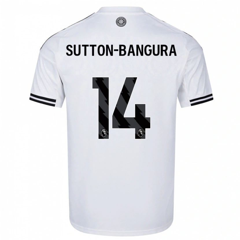Danxen Børn William Sutton-Bangura #14 Hvid Sort Hjemmebane Spillertrøjer 2025/26 Trøje T-Shirt