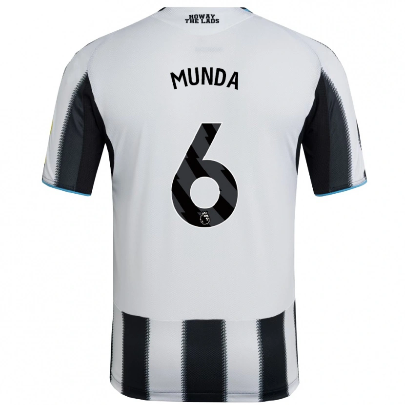 Danxen Børn Anthony Munda #6 Sort Hvid Hjemmebane Spillertrøjer 2025/26 Trøje T-Shirt
