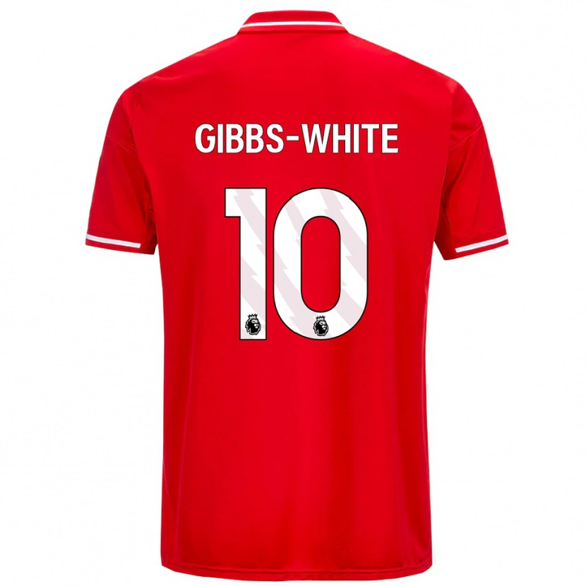 Danxen Børn Morgan Gibbs-White #10 Rød Hvid Hjemmebane Spillertrøjer 2025/26 Trøje T-Shirt