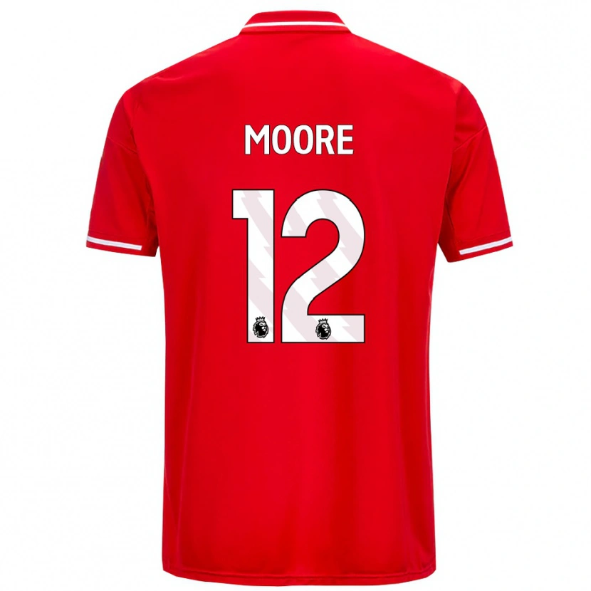 Danxen Børn Daniel Moore #12 Rød Hvid Hjemmebane Spillertrøjer 2025/26 Trøje T-Shirt