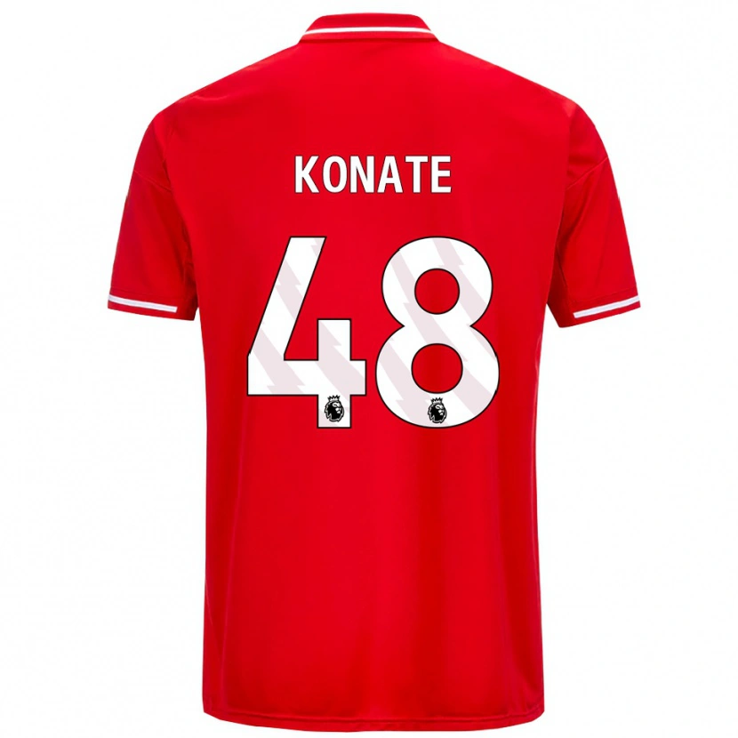 Danxen Børn Ateef Konaté #48 Rød Hvid Hjemmebane Spillertrøjer 2025/26 Trøje T-Shirt