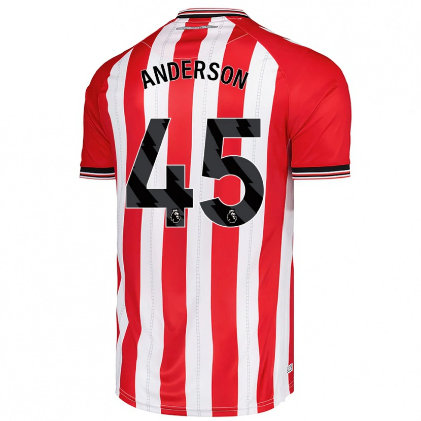 Danxen Børn Joe Anderson #45 Rød Hvid Hjemmebane Spillertrøjer 2025/26 Trøje T-Shirt
