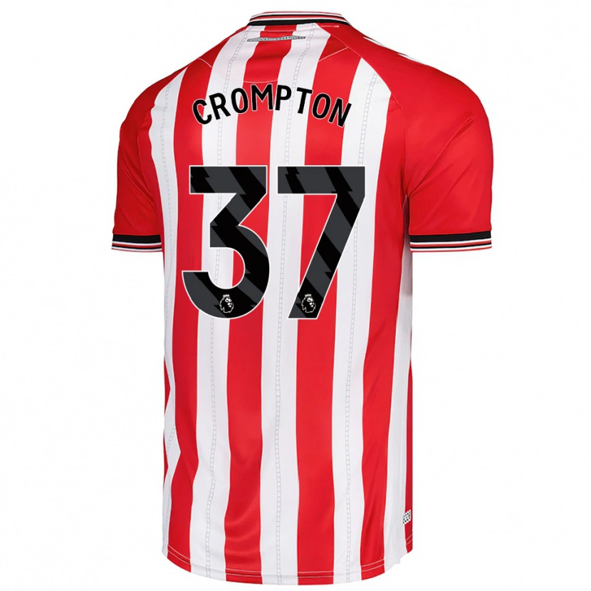 Danxen Børn Ben Crompton #37 Rød Hvid Hjemmebane Spillertrøjer 2025/26 Trøje T-Shirt