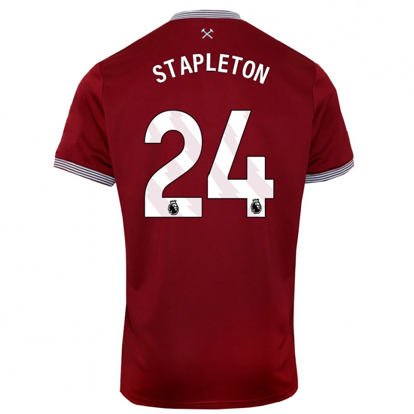 Danxen Børn Jessie Stapleton #24 Bourgogne Hvid Hjemmebane Spillertrøjer 2025/26 Trøje T-Shirt