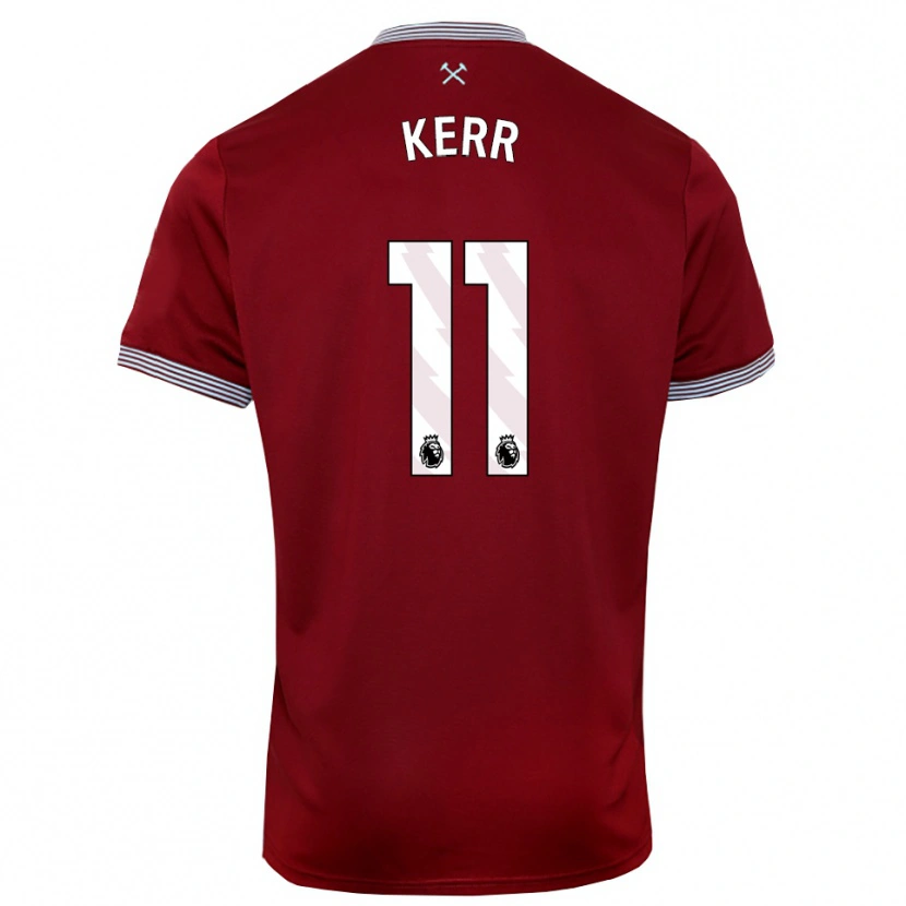 Danxen Børn Joel Kerr #11 Bourgogne Hvid Hjemmebane Spillertrøjer 2025/26 Trøje T-Shirt