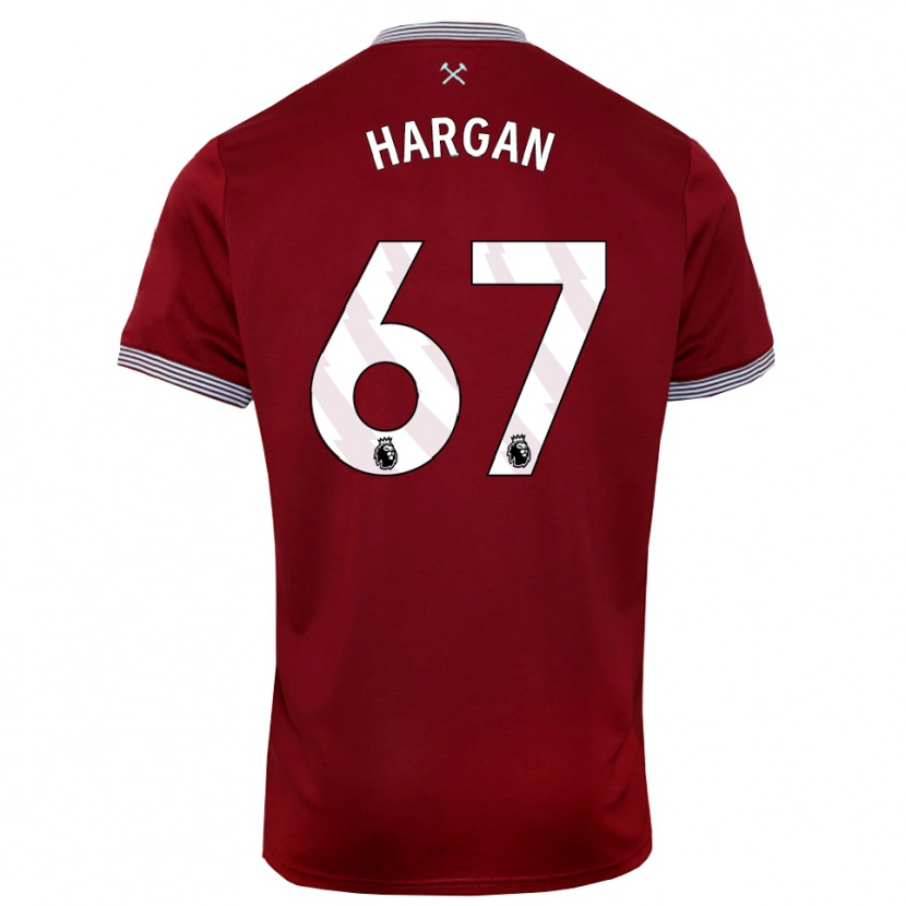 Danxen Børn Riley Hargan #67 Bourgogne Hvid Hjemmebane Spillertrøjer 2025/26 Trøje T-Shirt
