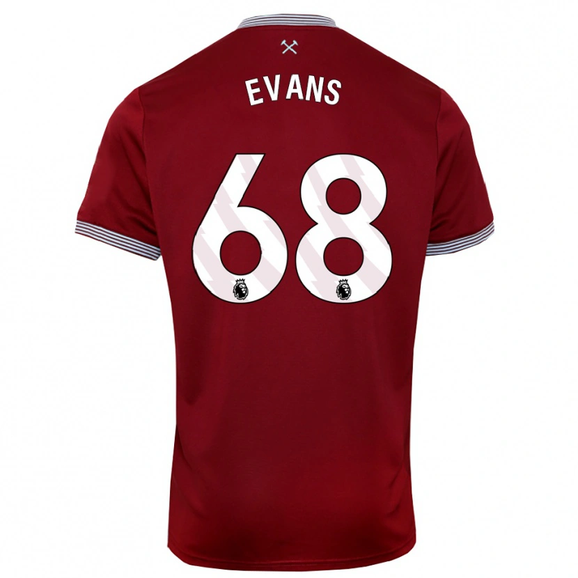 Danxen Børn Isaac Evans #68 Bourgogne Hvid Hjemmebane Spillertrøjer 2025/26 Trøje T-Shirt