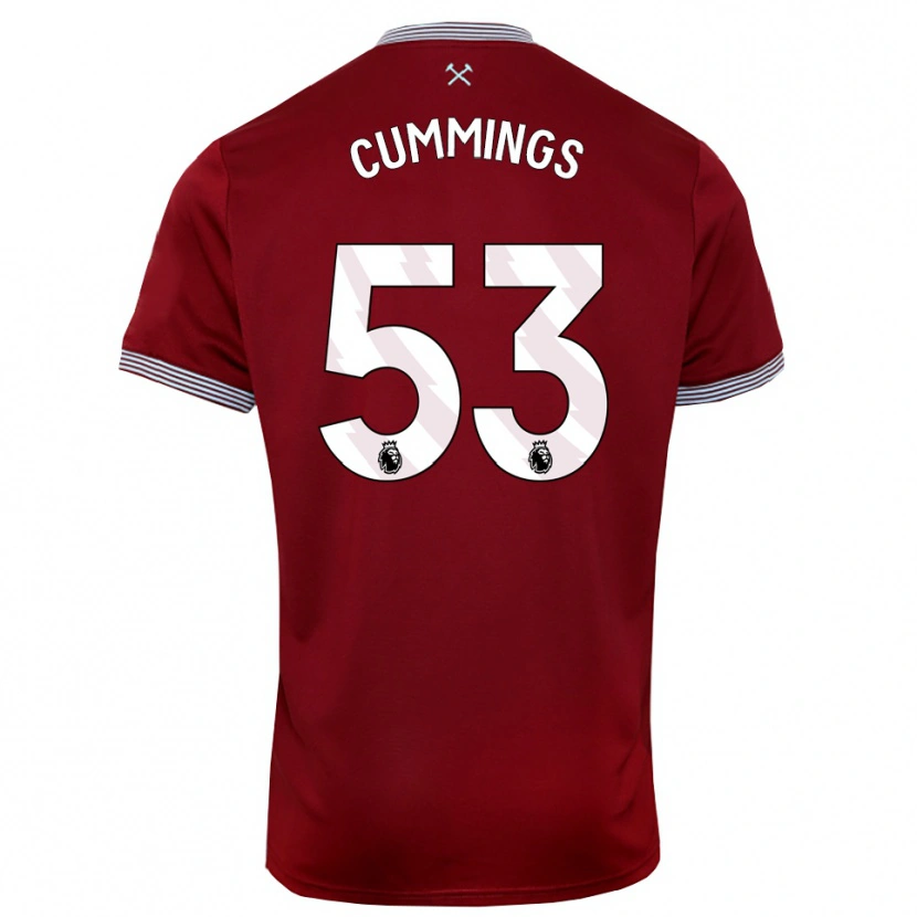Danxen Børn Daniel Cummings #53 Bourgogne Hvid Hjemmebane Spillertrøjer 2025/26 Trøje T-Shirt