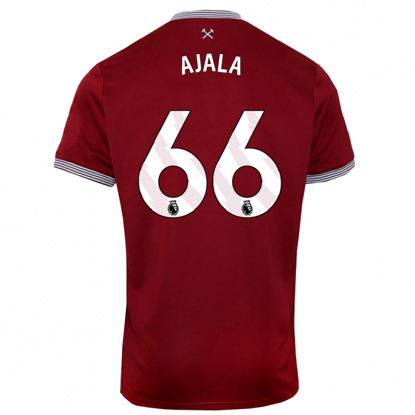 Danxen Børn Joshua Ajala #66 Bourgogne Hvid Hjemmebane Spillertrøjer 2025/26 Trøje T-Shirt