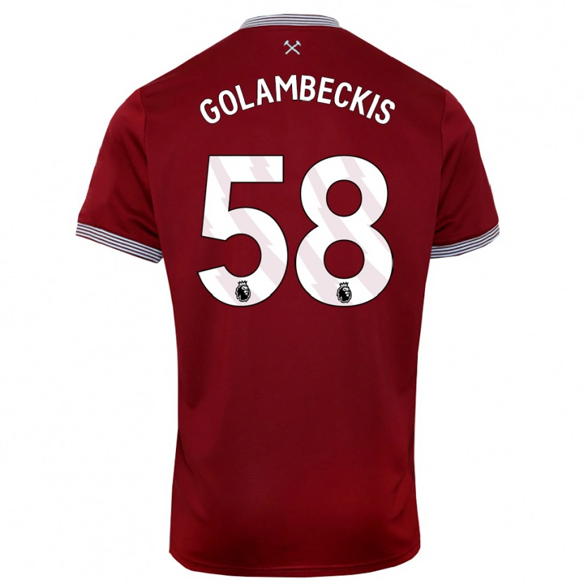 Danxen Børn Airidas Golambeckis #58 Bourgogne Hvid Hjemmebane Spillertrøjer 2025/26 Trøje T-Shirt