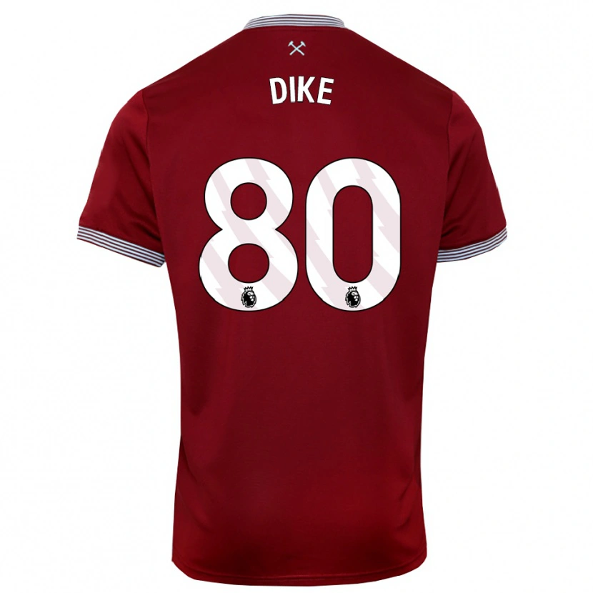 Danxen Børn Andre Dike #80 Bourgogne Hvid Hjemmebane Spillertrøjer 2025/26 Trøje T-Shirt