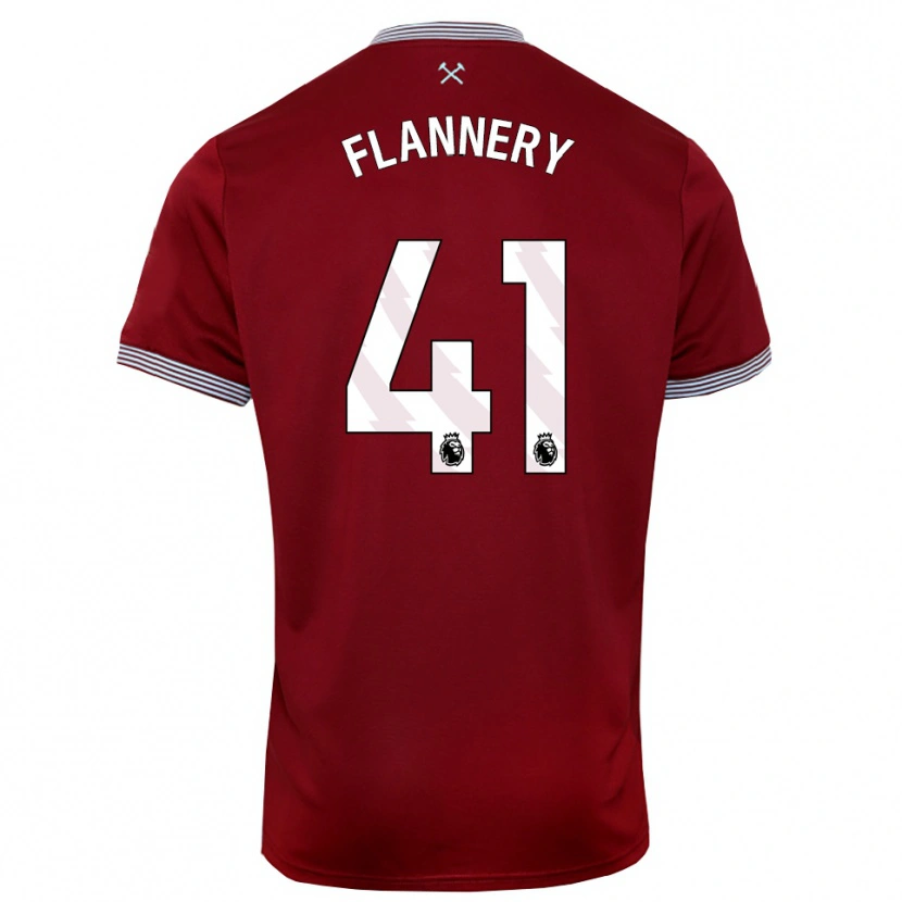 Danxen Børn Keira Flannery #41 Bourgogne Hvid Hjemmebane Spillertrøjer 2025/26 Trøje T-Shirt