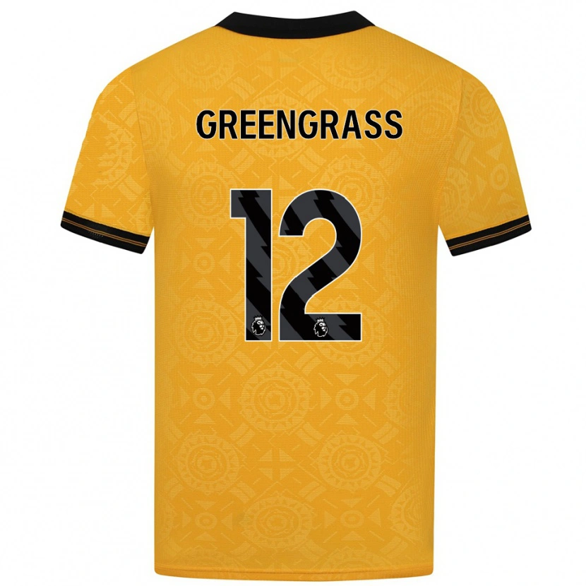 Danxen Børn Charlotte Greengrass #12 Gul Sort Hjemmebane Spillertrøjer 2025/26 Trøje T-Shirt