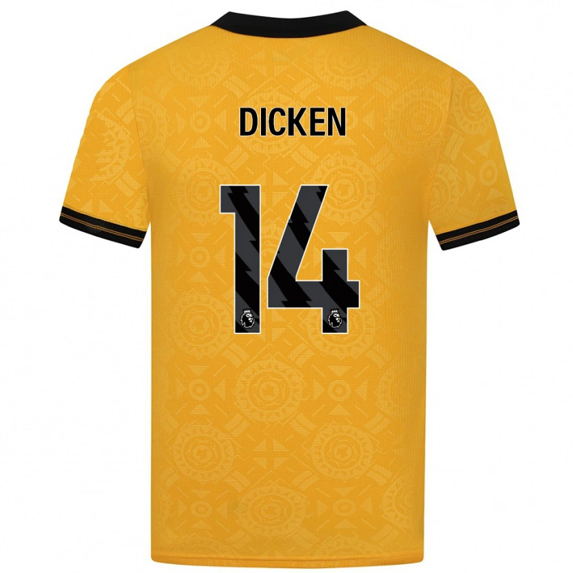 Danxen Børn Amy Dicken #14 Gul Sort Hjemmebane Spillertrøjer 2025/26 Trøje T-Shirt