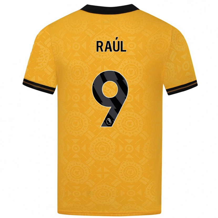 Danxen Børn Raul Jimenez #9 Gul Sort Hjemmebane Spillertrøjer 2025/26 Trøje T-Shirt